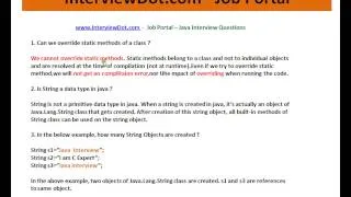 Java Interview Questions and Answers Can override static methods String immutable