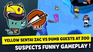 YELLOW SENTAI ZAC VS DUMB GUESTS AT ZOO ! SUSPECTS MYSTERY MANSION FUNNY GAMEPLAY #82