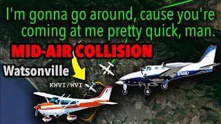 TRAGIC MID-AIR COLLISION at Watsonville Municipal Airport. REAL ATC