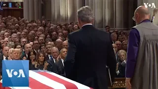 Former President George W. Bush Chokes Up During Eulogy for His Father