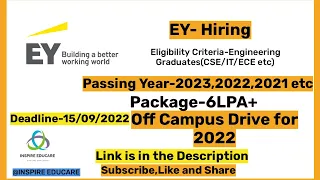 EY Off Campus Hiring || 2023,2022,2021 Batch Engineering Graduates are eligible ||  Analyst Position