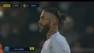 Sergio Ramos Red card vs Lorient | Lorient vs PSG 1-1 #psg #lorient #messi