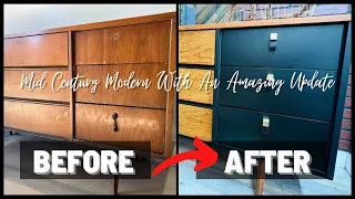 HOW TO turn TRASH into TREASURE || AMAZING Mid Century Modern DRESSER furniture flip || DIY MAKEOVER