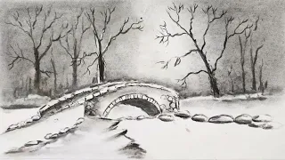 How to draw a basic landscape in charcoal