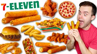 Trying 7-Eleven's ENTIRE 2022 FOOD MENU! - Taquitos, Wings, Pizza + MORE!