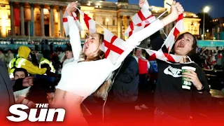 England fans celebrate making history at Euro 2020 semi finals as they beat Denmark