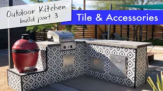 DIY Outdoor Kitchen Build, part 3: Cementboard, accessories, tile, and trim