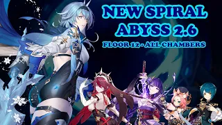 NEW Spiral Abyss 2.6 | Eula Main DPS - Floor 12 All Chambers (9 Stars) | Genshin Impact