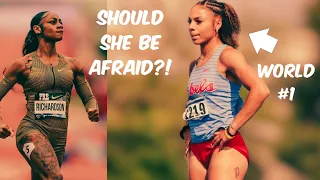 Sha'Carri's greatest American THREAT is a college girl?! || HUGE 100M at NCAA First Round!