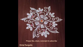 beautiful flower rangoli | latest flower muggulu | #shitalrangolis #muggulu #kolams #rangolidesigns