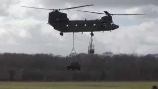 Sling load training RNLAF Boeing CH-47 Chinook at the Arhemse Heide