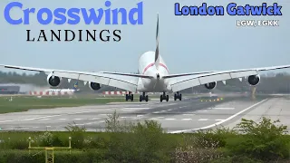 CROSSWIND TAKEOFFS and LANDINGS 💨| London Gatwick Airport Plane Spotting [LGW/EGKK]