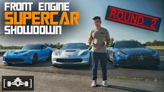 Dodge Viper vs. Corvette C7 Z06 vs. Mercedes AMG GT-R | Front Engine Supercar Showdown [PART 2]