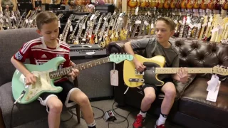 13-Year-Old Twins: Zane and Noah Stanley playing a Fender Stratocaster & Telecaster