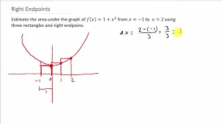 Approximating Area Under A Curve Using Rectangles and Right Endpoints