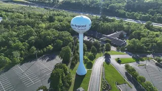 DJI Mini 4 Pro water tower drone shot