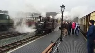 FR Double Fairlie Locomotive Merddin Emrys leaving Porthmadog