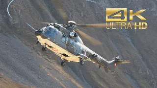(4K) Eurocopter TH98 Cougar Super Puma AS-532UL Swiss Air Force flying display at Axalp 2022 AirShow
