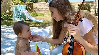 BABY brother of Karolina Protsenko GETS INTERESTED in VIOLIN playing