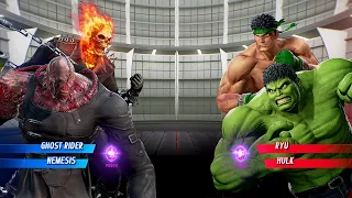 Ghost Rider & Nemesis VS Hulk & Ryu (Hardest AI) - Marvel vs Capcom : Infinite