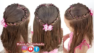 Penteado Infantil Coração com Tranças | Heart Hairstyle with Braids for Girls