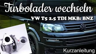 VW T5 2.5 TDI Turbolader wechseln (VW T5 2.5 TDI turbocharger change)