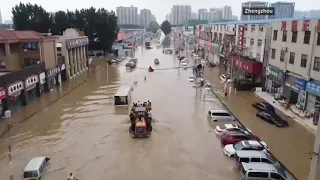 Drone video shows scale chaina floods damage