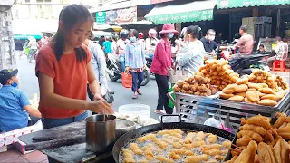 Incredible Girl Skills ! Amazing speed of making Donuts, Youtiao - Cambodian Street Food