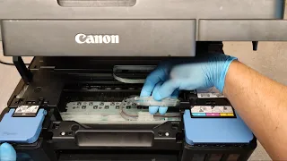 HOW TO CLEAN THE PRINTHEAD ON CANON PIXMA G2000, G3000, G3200, G3400, NOZZLE CHECK, FLUSH INK