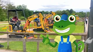 TOP 5 Diggerland Rides With GECKO! | Gecko's Real Vehicles | Educational Videos For Toddlers