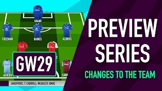 Gameweek 29 Preview | CHANGES TO THE TEAM | Fantasy Premier League 2016/17