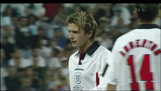 David Beckham red card - Argentina vs England - World Cup 1998 (HD)