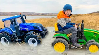 Darius Plays with Tractors and Learns Road Signs for kids