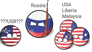 When USA,Liberia and Malaysia meets their new twin flag(ft. Russia)[CountryBalls]