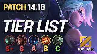 NEW TOP LANE Champions TIER LIST for 14.1b - LoL Season 14 Meta Guide