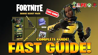 How To COMPLETE ALL ROGUE SCOUT QUEST PACK CHALLENGES in Fortnite! (Free Rewards Quests)