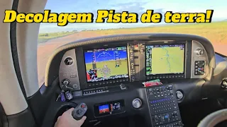 VEJA DA CABINE decolagem em pista de terra Cirrus SR22T