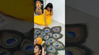 3d Rangoli 🤩🤩😍 Radha Krishna love #shorts #woh kisna hai#krishnasong