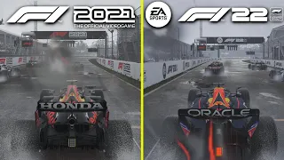 F1 22 vs F1 2021 Rain Weather Effect Xbox Series X Graphics Comparison