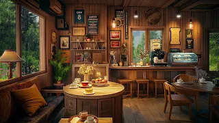 Instrumental Jazz Reverie Music For Relaxation - Cozy Coffee Shop Ambience at Rain Summer