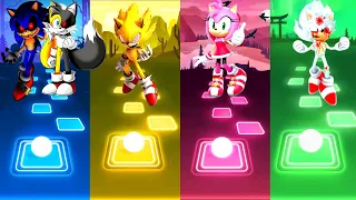 Sonic Tails Exe vs Fleetway Super Sonic vs Amy Rose vs Heyper Sonic Exe - Tiles Hop Edm Rush