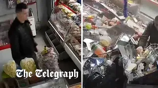 Drunk Russian driver destroys store injuring one