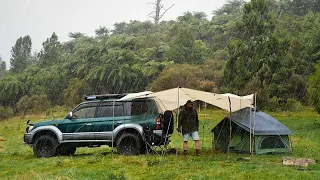 SOLO Camping In RAIN // Relaxing, Cozy Fire // ASMR Nature Sounds 4K // NZ Camping