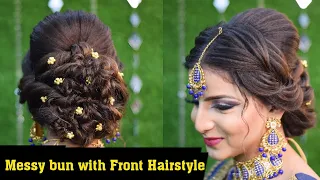 messy bun hairstyle for wedding saree || messy bun hairstyle 2024 || step by step || bun hairstyle