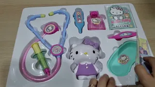 8 minutes Satisfying with Unboxing New Hello Kitty Japan Doctor Set ASMR (no music no talking)