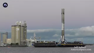 SpaceX booster returns to Port Canaveral after a sucessful landing at sea