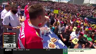 Joey Chestnut with a new world record 76 hotdogs in 10 minutes