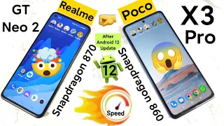 Poco X3 Pro vs Realme GT Neo 2 Speedtest, Ram Management Comparison After Android 12 Update 😱🤯🙄