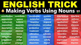 ENGLISH TRICK: Making Verbs Using Nouns (70 examples)