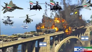 Israeli Largest Bridge with 100 War Vehicles Badly Destroyed by Irani Fighter Jets - GTA 5